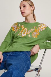 Monsoon Green Josie Jacquard Jumper - Image 1 of 5