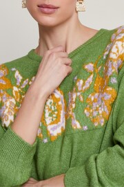 Monsoon Green Josie Jacquard Jumper - Image 4 of 5