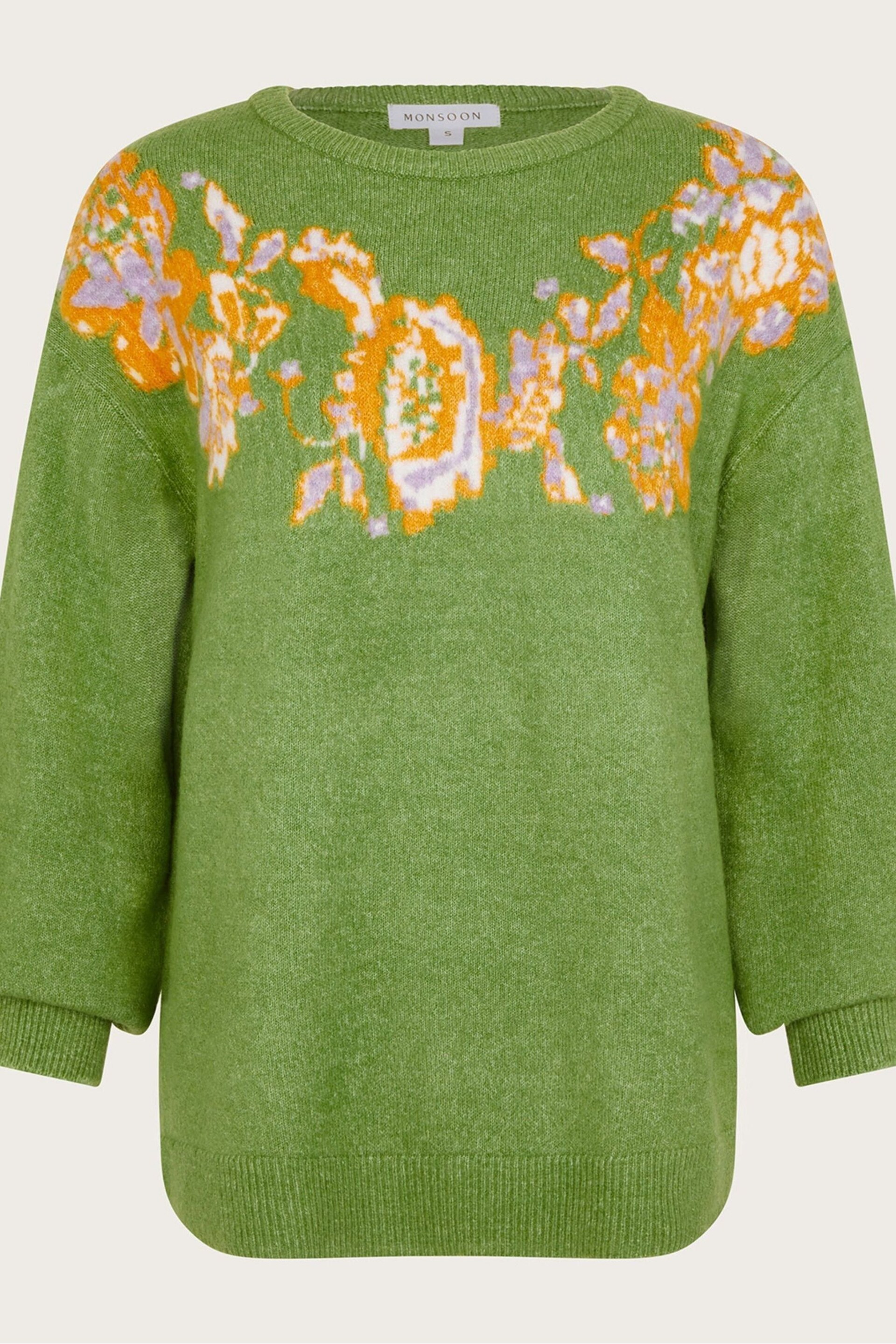 Monsoon Green Josie Jacquard Jumper - Image 5 of 5