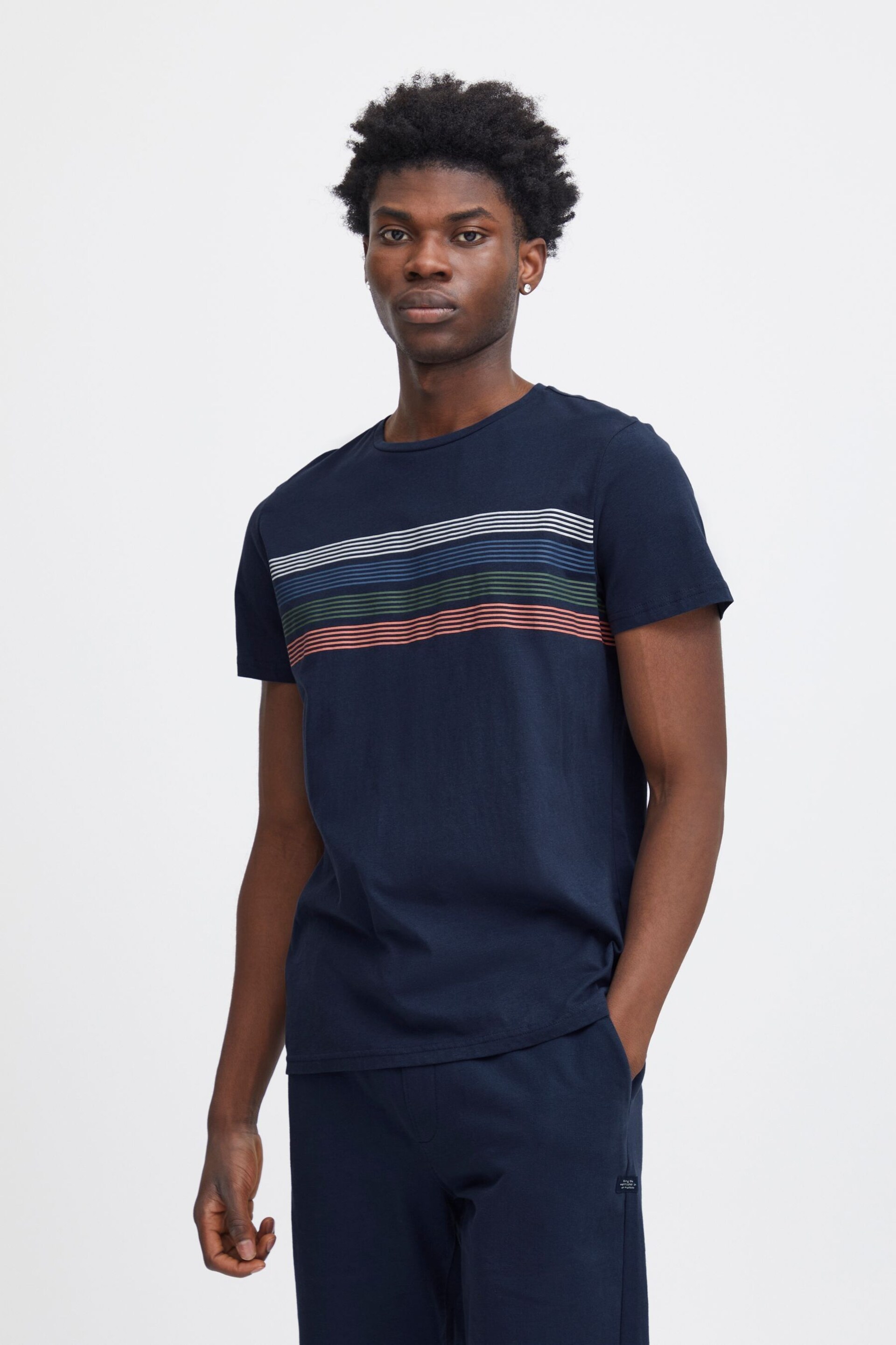 Blend Blue Striped Short Sleeve T-Shirt - Image 1 of 5