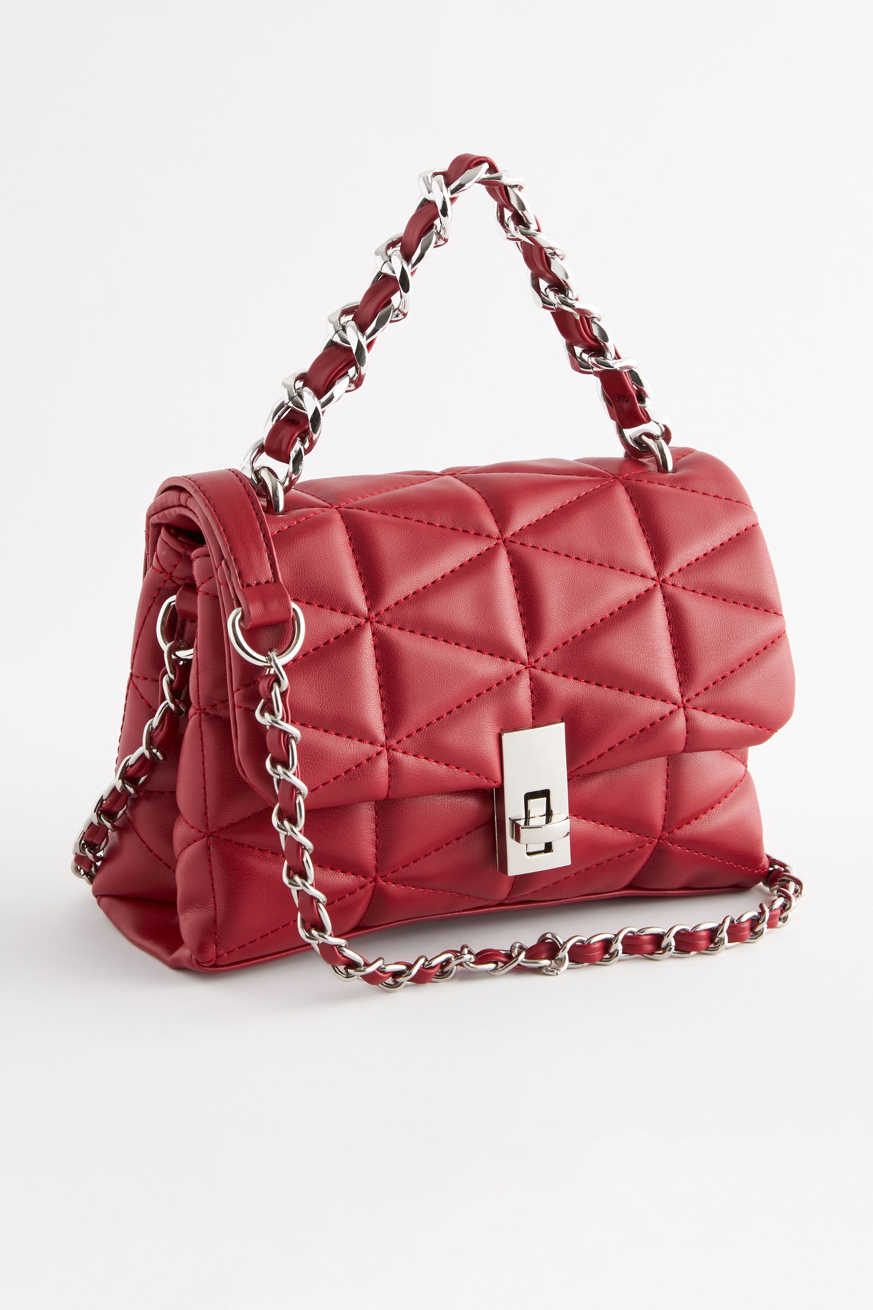 Red quilted handbag online