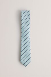 Ted Baker Green Niels Linen Stripe Silk Tie - Image 1 of 3