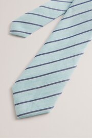 Ted Baker Green Niels Linen Stripe Silk Tie - Image 2 of 3