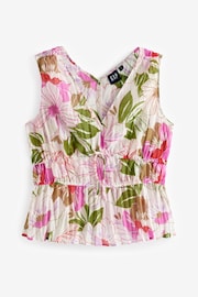 Gap Green Pleated V Neck Cinched Sleeveless Top - Image 1 of 4