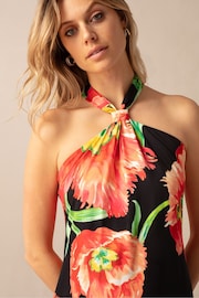 Ro&Zo Lyra Black Floral Halterneck Dress - Image 3 of 4