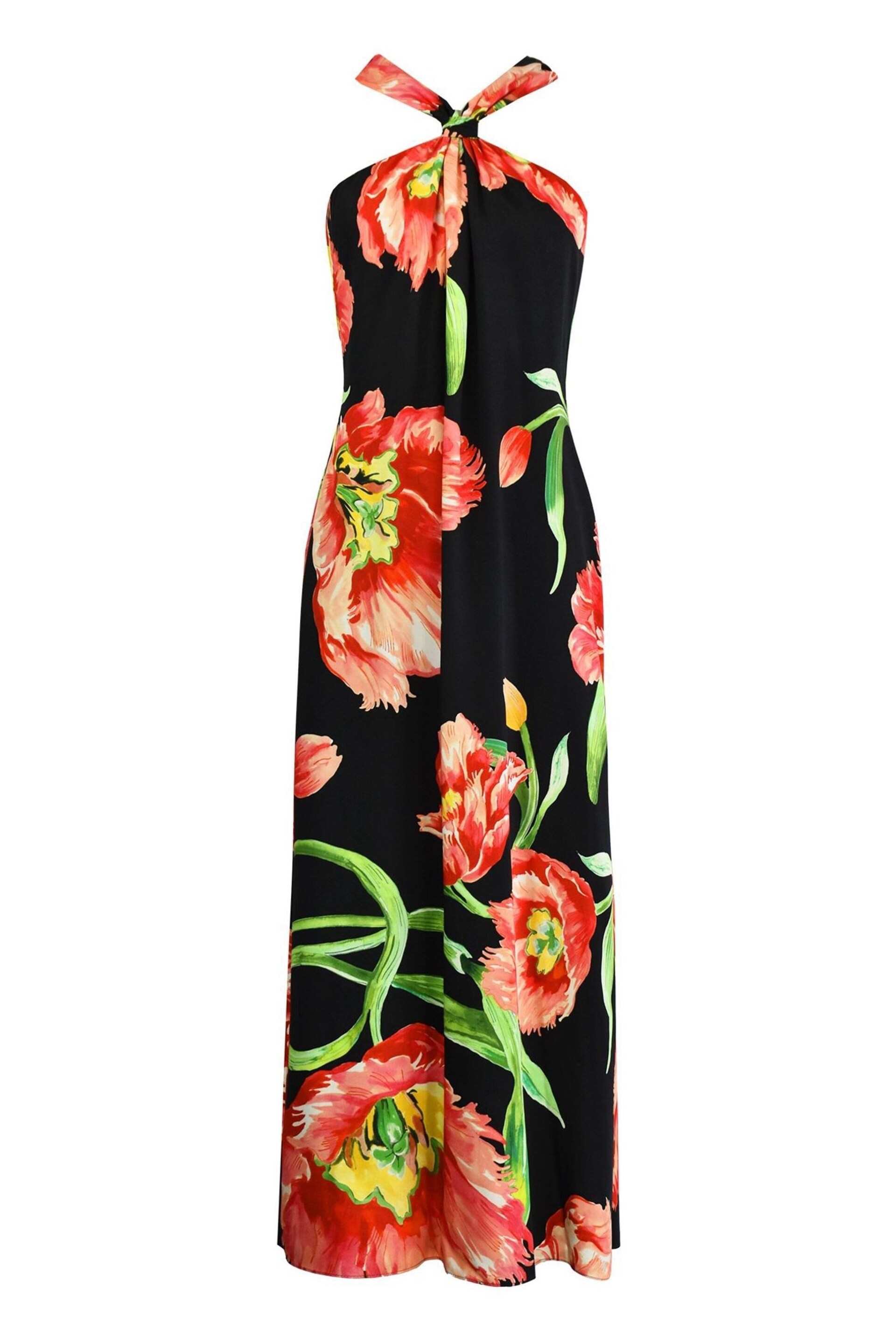 Ro&Zo Lyra Black Floral Halterneck Dress - Image 4 of 4