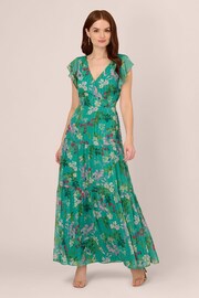 Adrianna Papell Green Print Tier Maxi Dress - Image 1 of 7