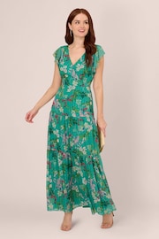 Adrianna Papell Green Print Tier Maxi Dress - Image 3 of 7