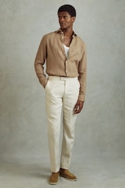 Reiss Camel Ruban Linen Button-Through Shirt - Image 3 of 5