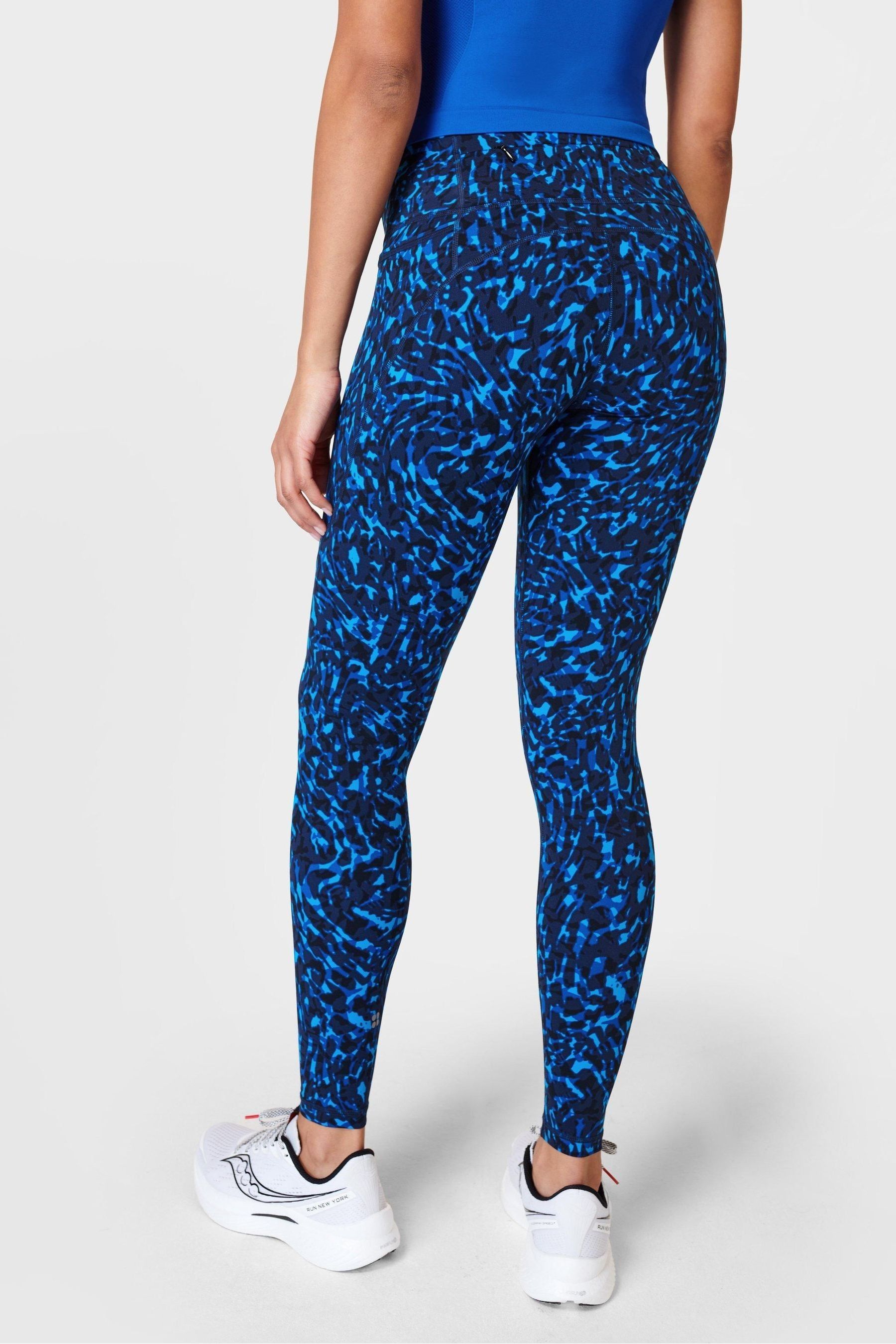 Sweaty Betty Blue Animal Swirl Print Full Length Power Workout Leggings