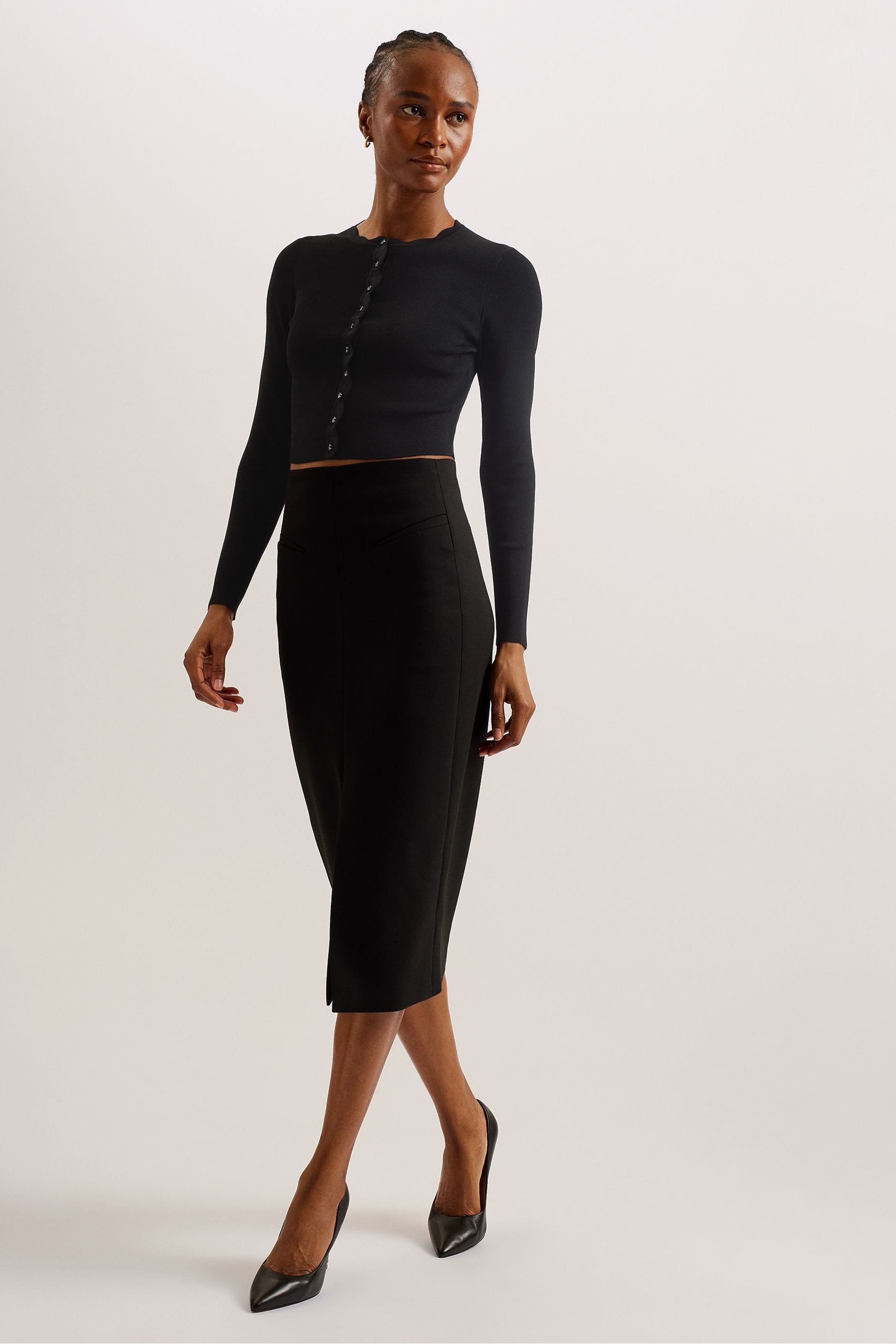 Ted baker black scallop dress store