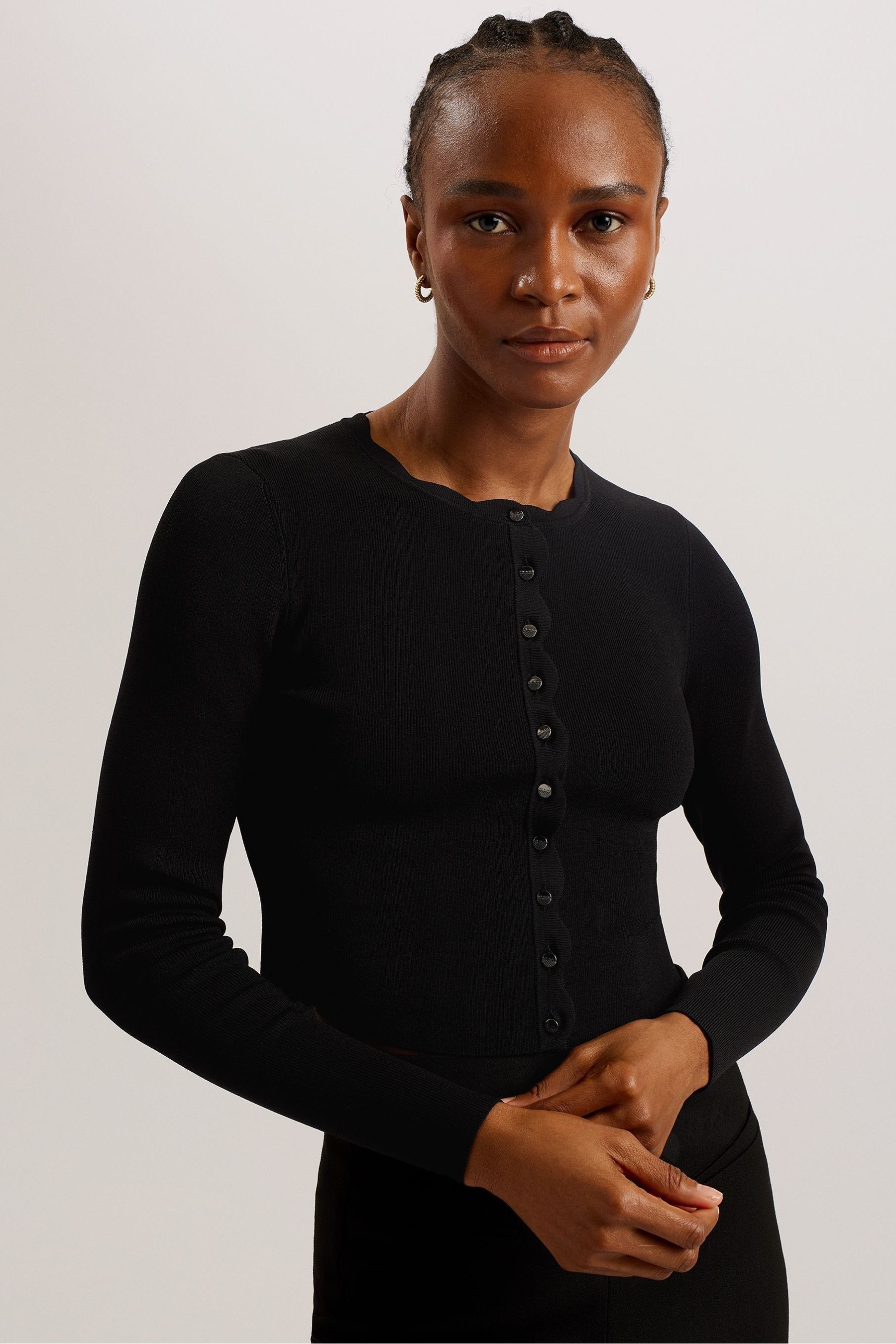 Buy Ted Baker Black Kklara Scallop Trim Cardigan from Next Luxembourg