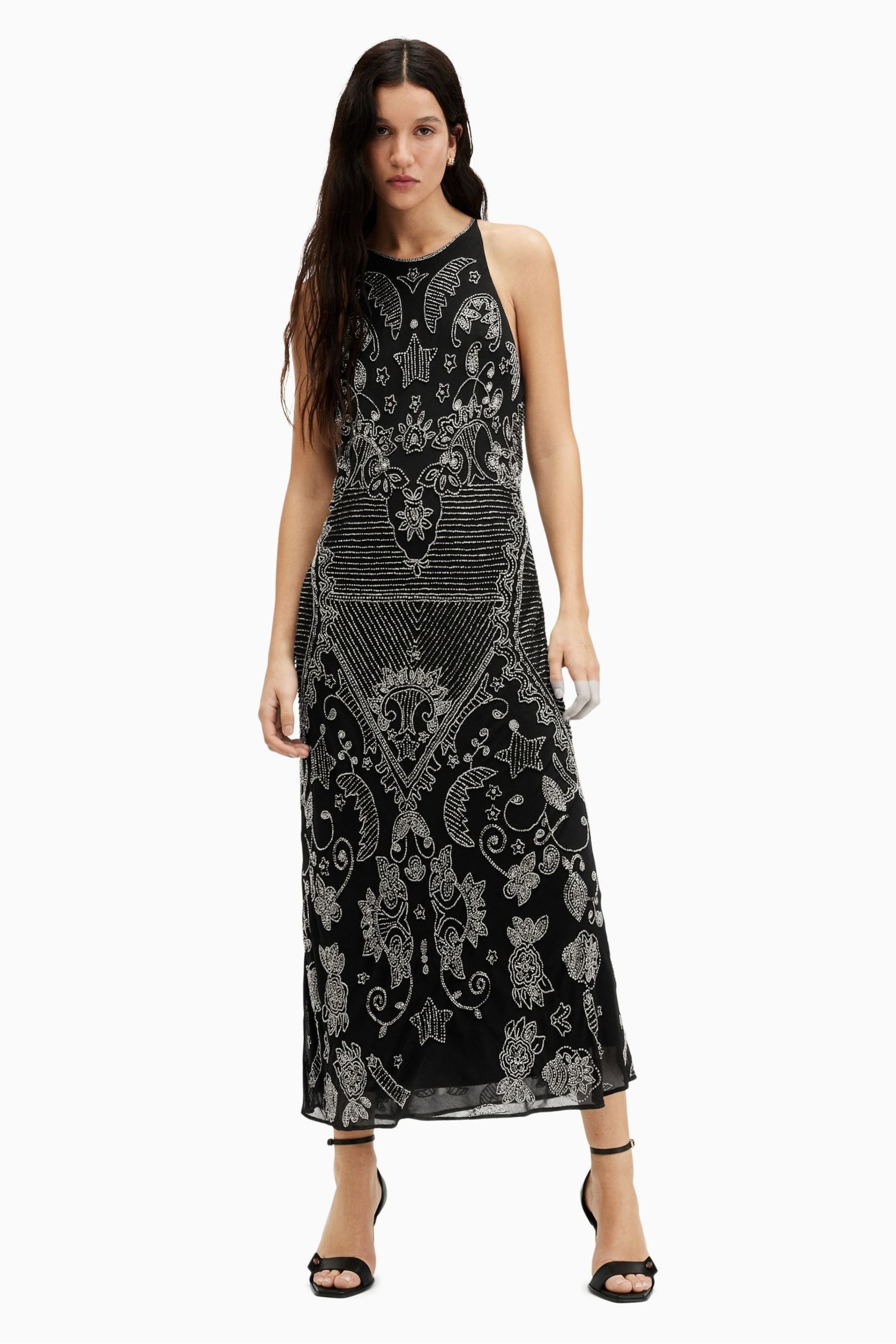 AllSaints Black Coralie Emb Dress - Image 5 of 7