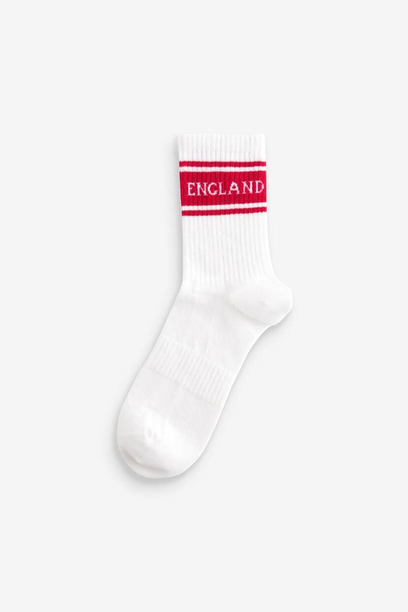 White/Red England Football Ribbed Sport Ankle Socks 3 Pack - Image 4 of 4