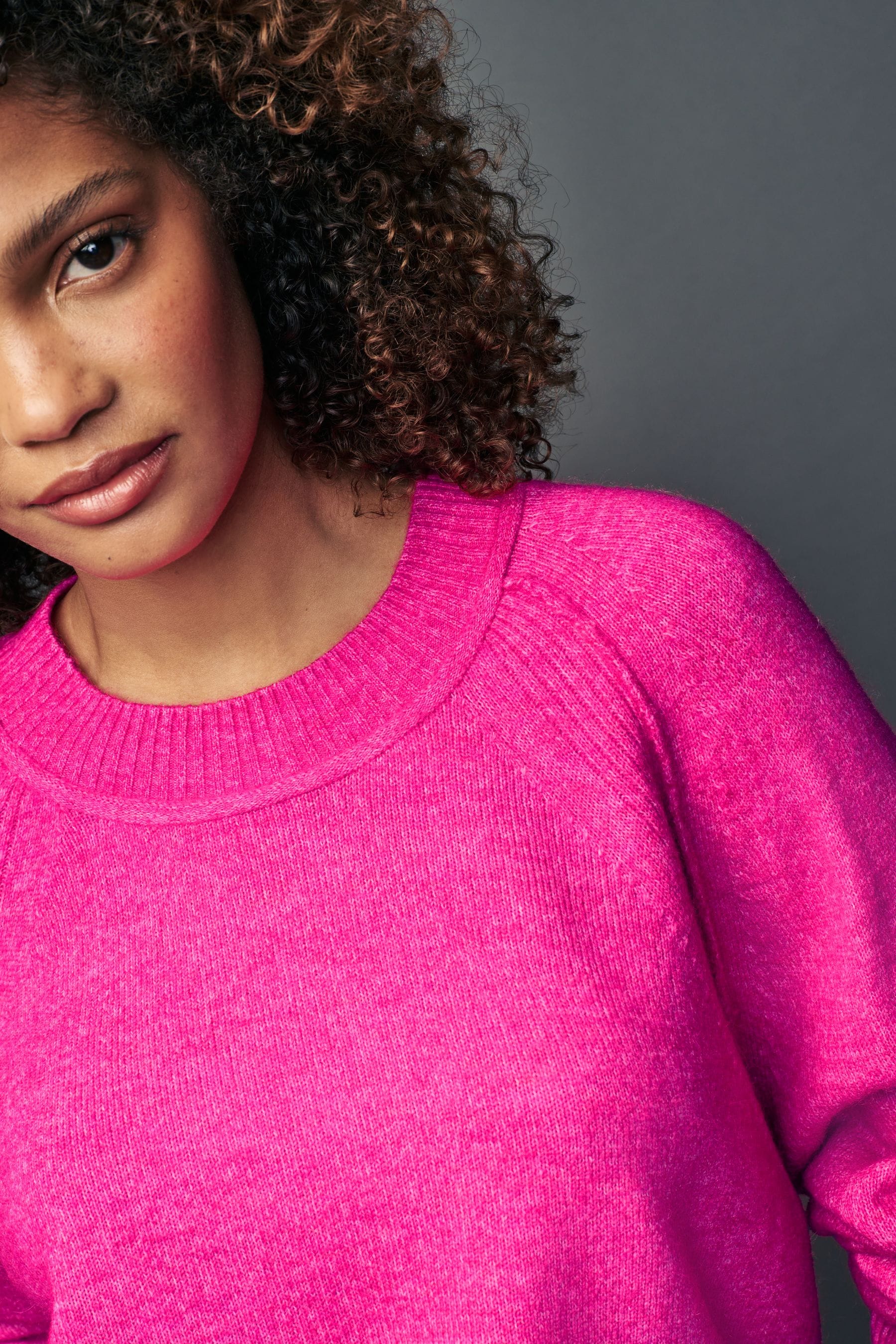 Buy Pink Fluro Seam Detail Crew Neck Jumper with Wool from Next Luxembourg