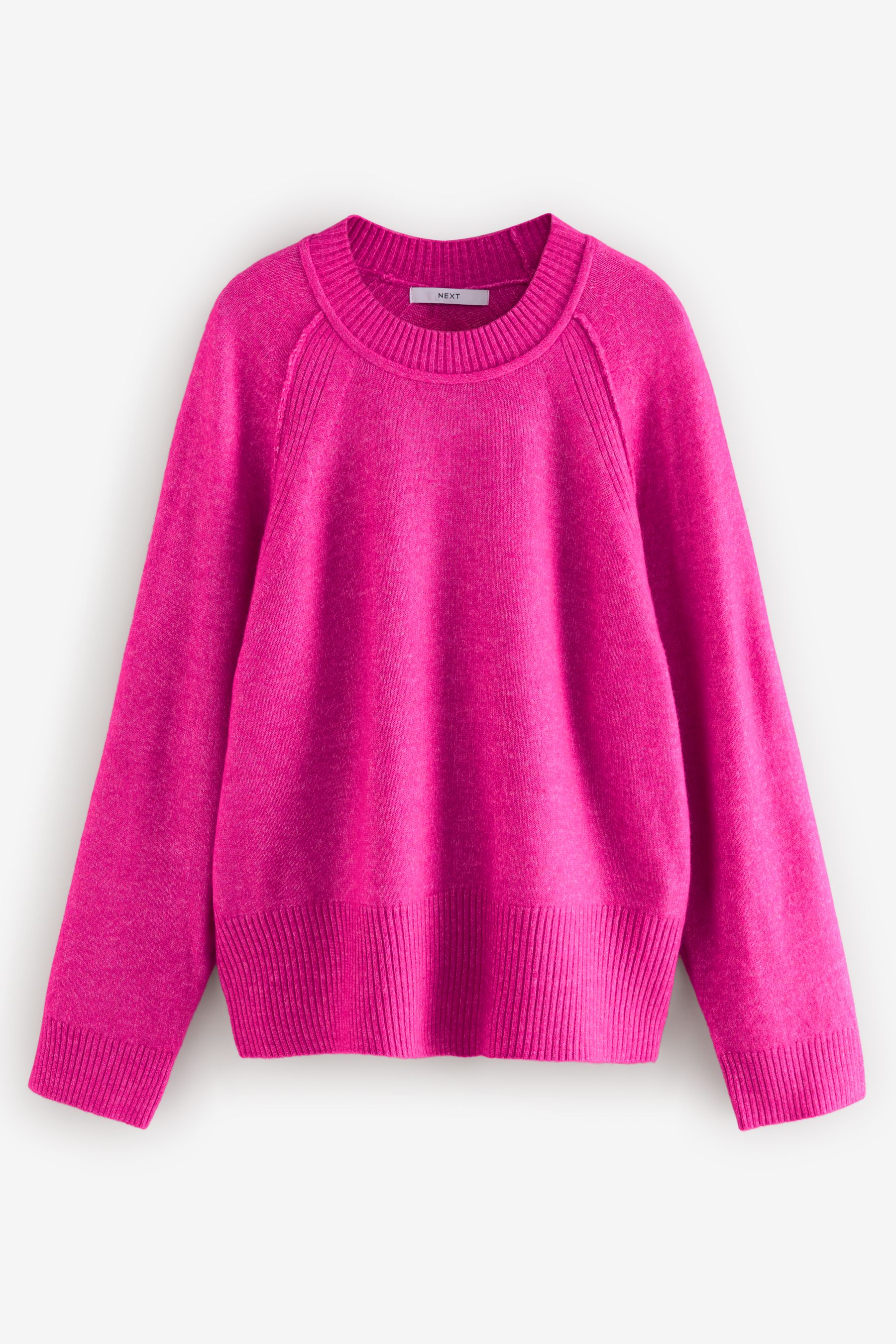 Buy Pink Fluro Seam Detail Crew Neck Jumper with Wool from Next Luxembourg