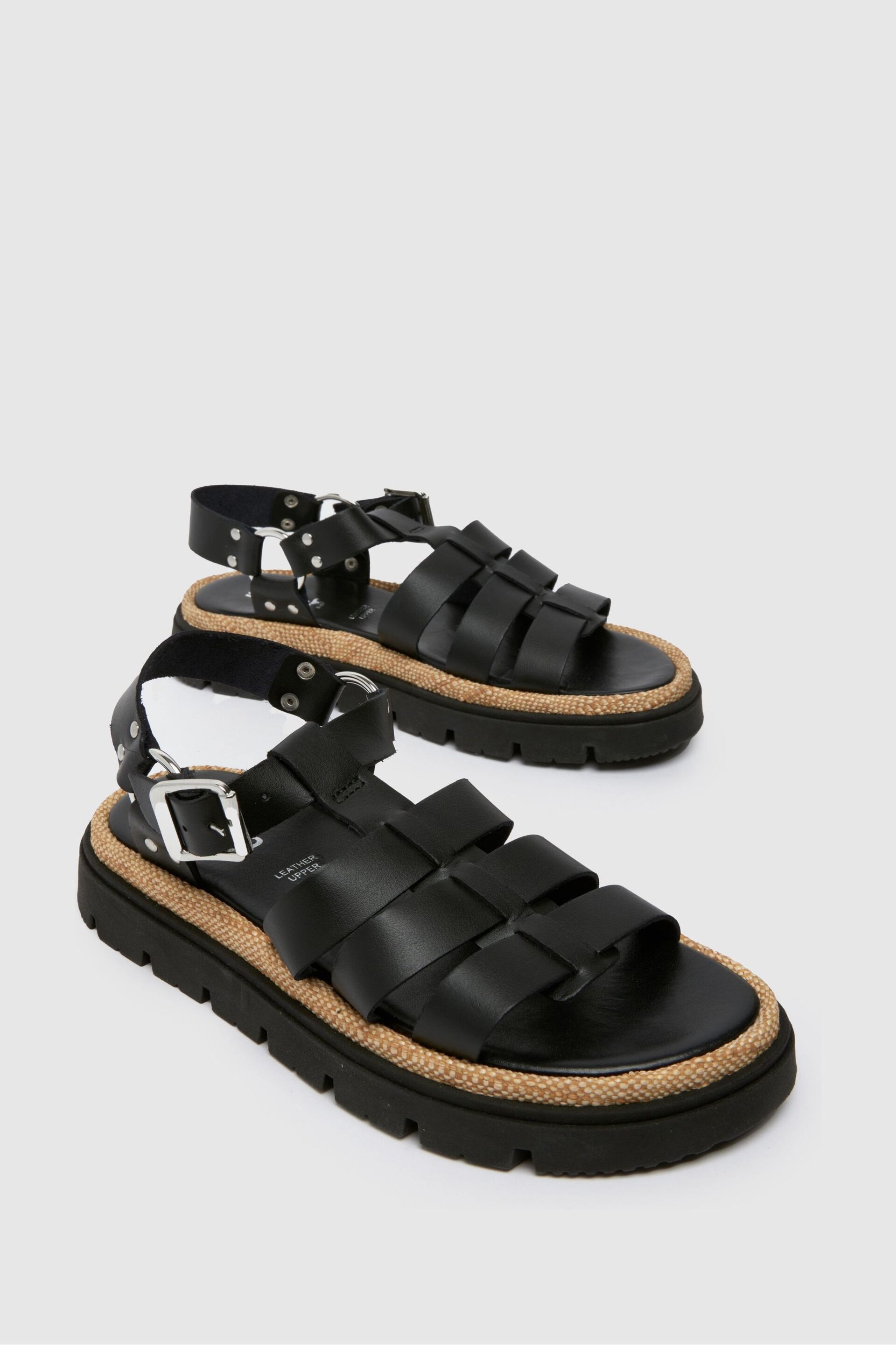 Schuh Texas Leather Gladiator Black Sandals - Image 3 of 4