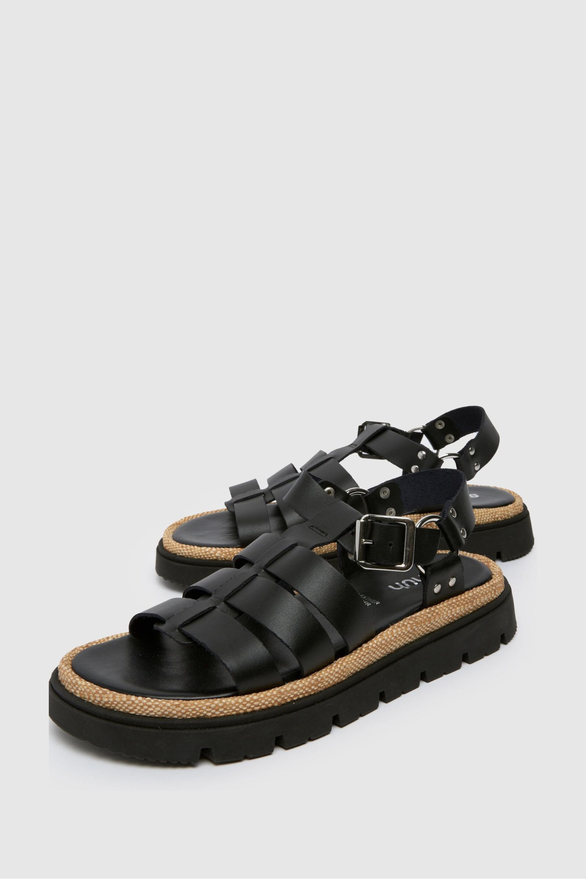 Schuh Texas Leather Gladiator Black Sandals - Image 4 of 4