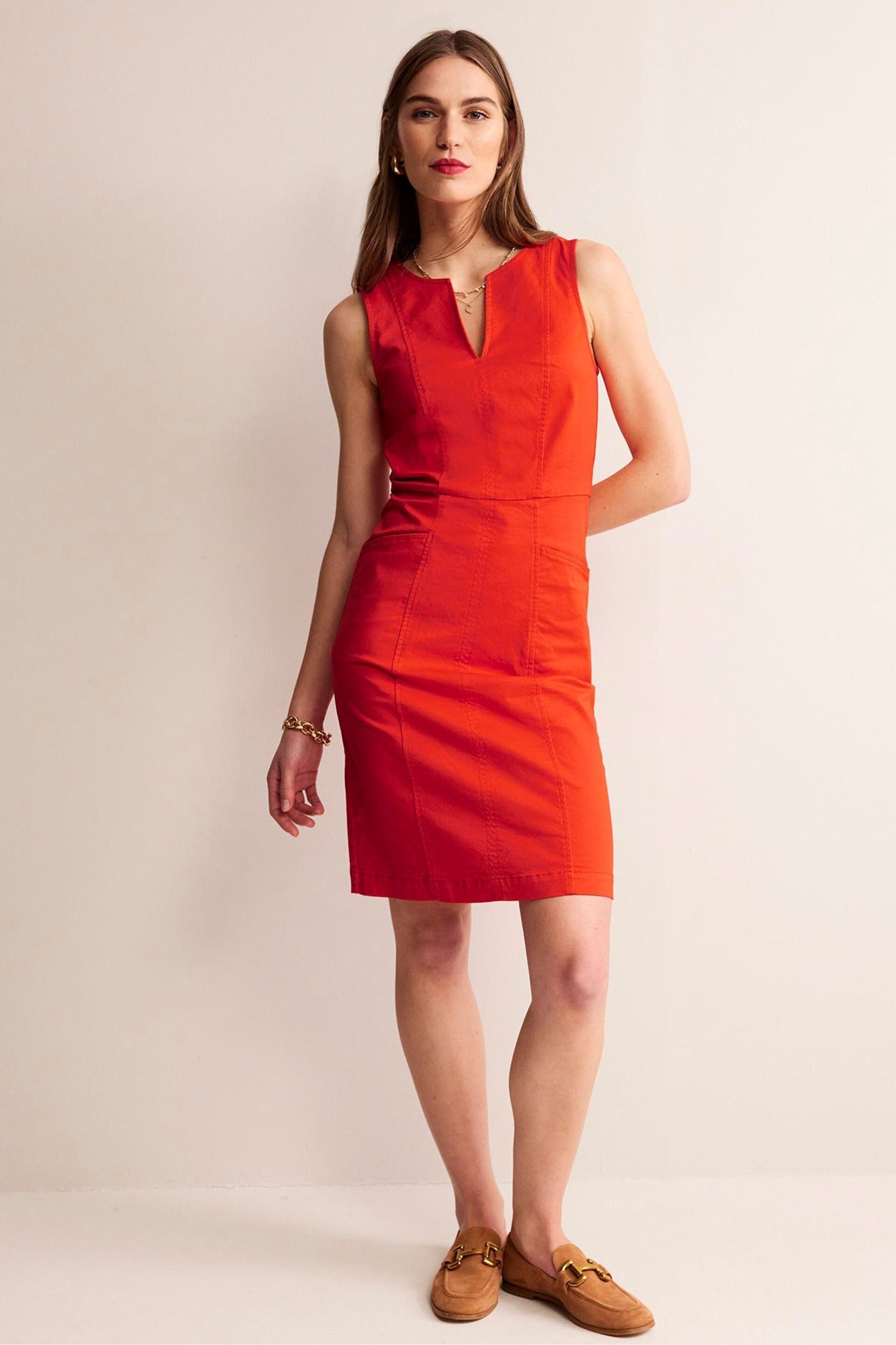 Boden Red Helena Chino Short Dress - Image 2 of 5