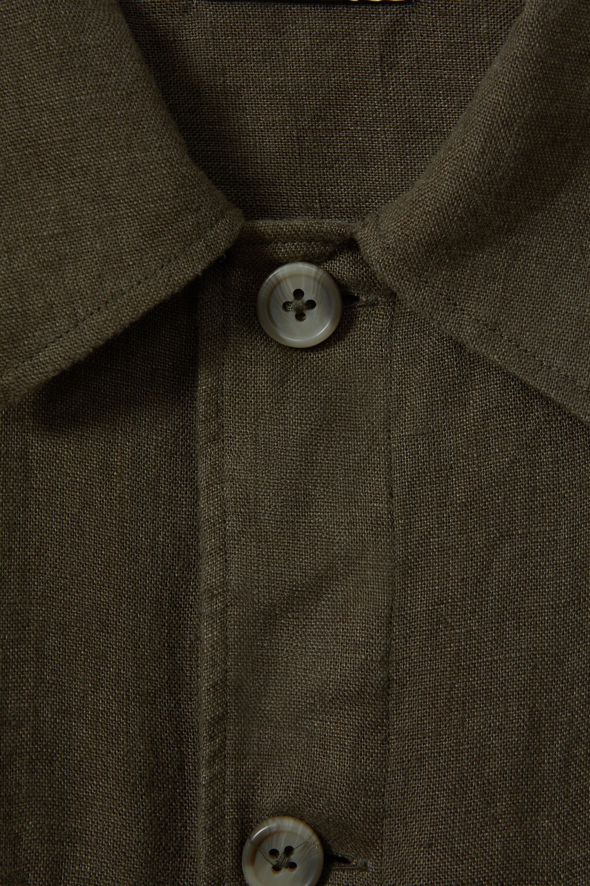 Reiss Khaki Viera Linen Overshirt - Image 5 of 5