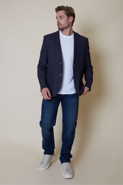 Threadbare Blue Luxe Linen Blend Single Breasted Blazer - Image 1 of 4