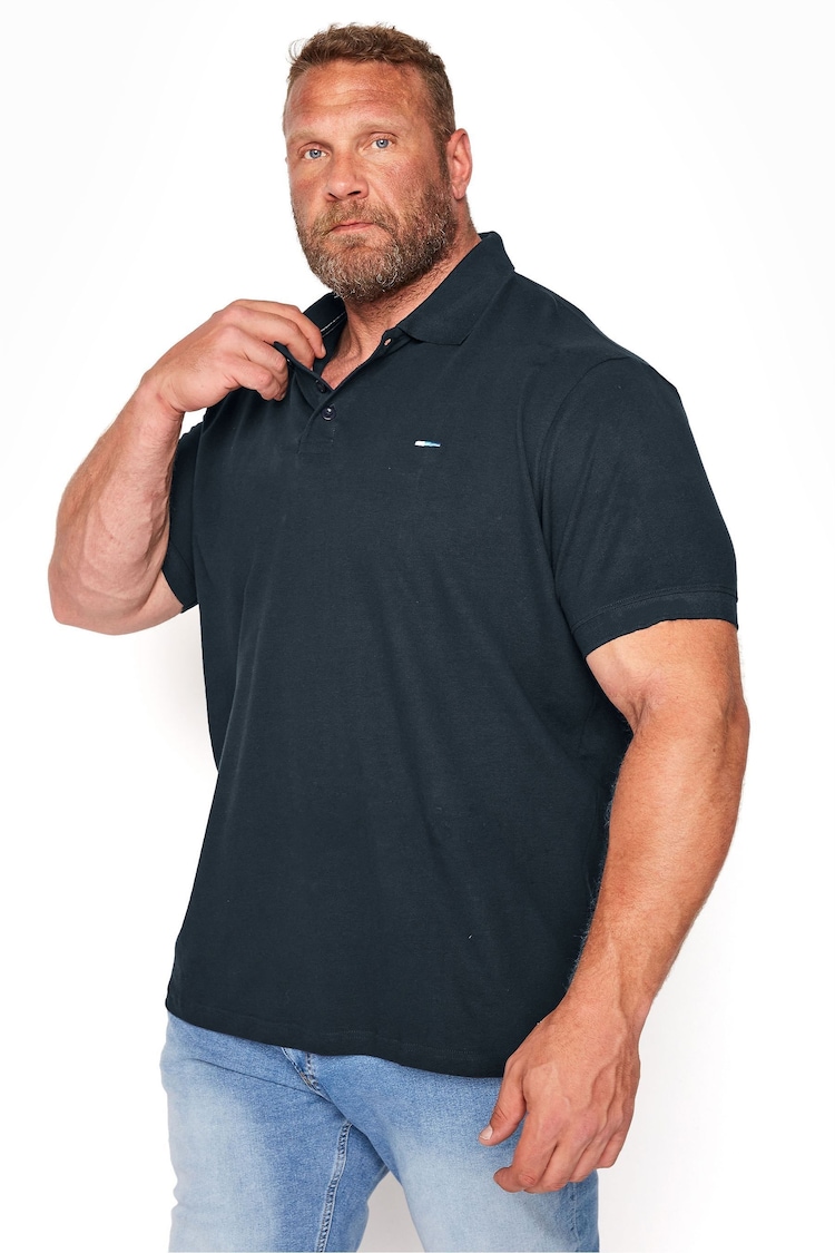 BadRhino Big & Tall Blue 100% Cotton Essential Polo Shirt - Image 1 of 3