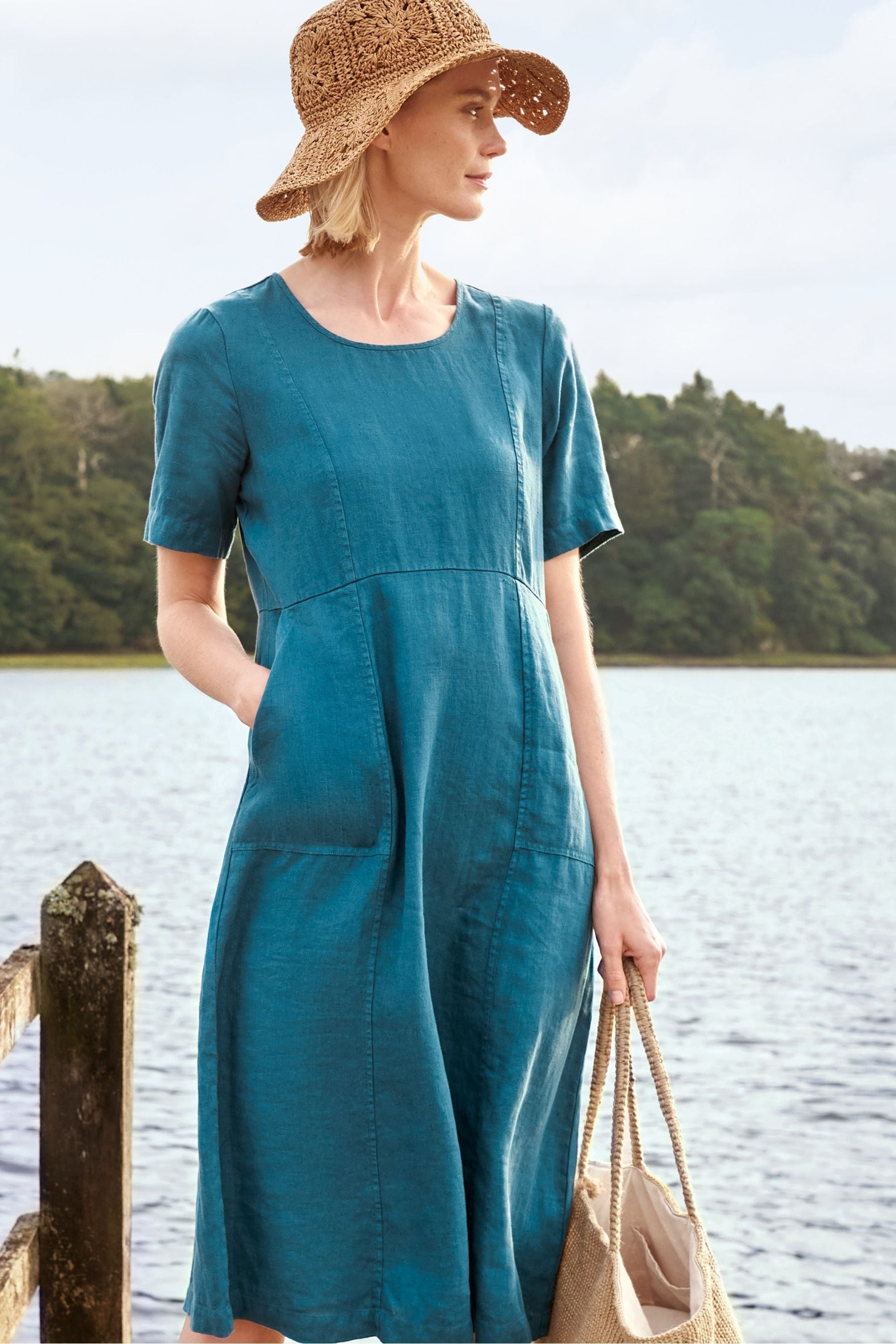 Buy Seasalt Cornwall Blue Grass Wave 100 Linen Dress from Next USA