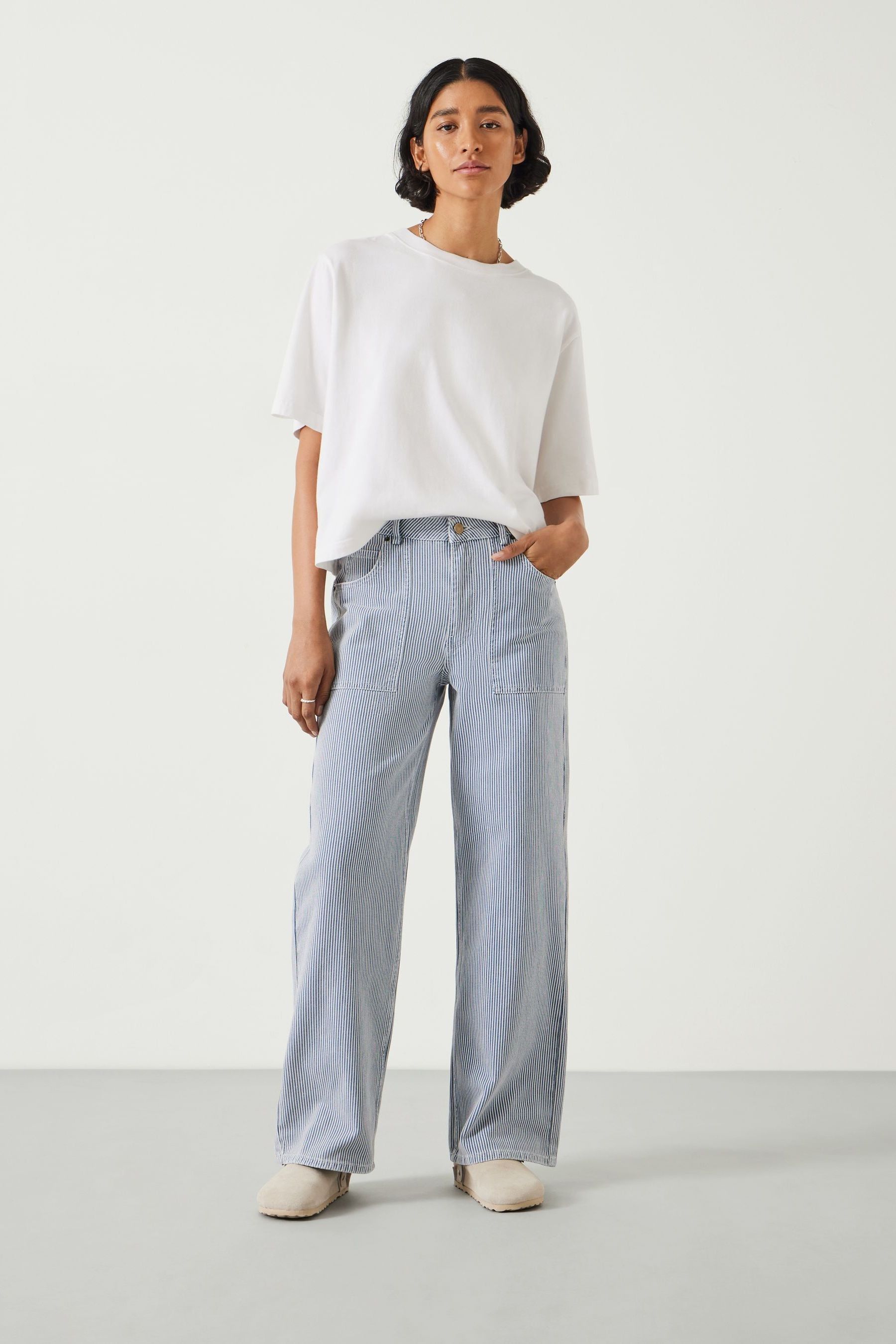 Hush Blue Arizona Striped 100 Cotton Jeans 18 Womens