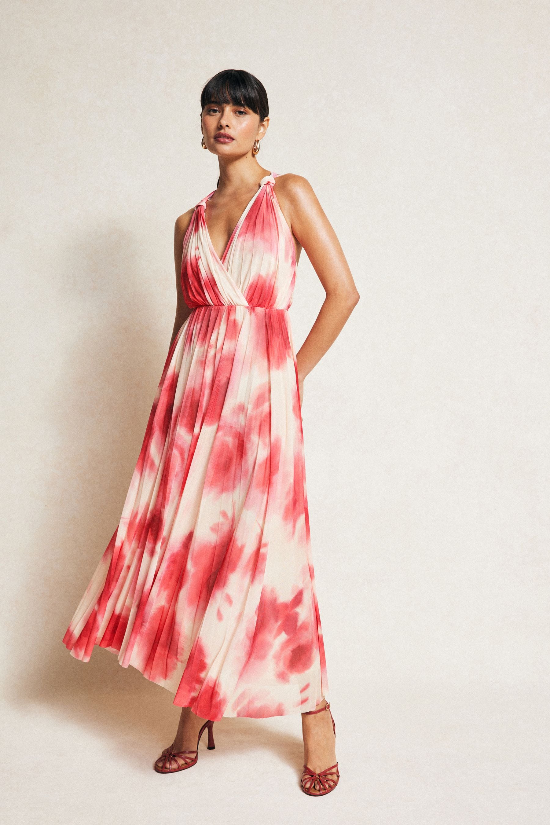 Buy Mango Red Printed Pleated Dress from the Next UK online shop