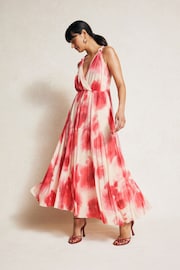 Mango Red Printed Pleated Dress - Image 2 of 7