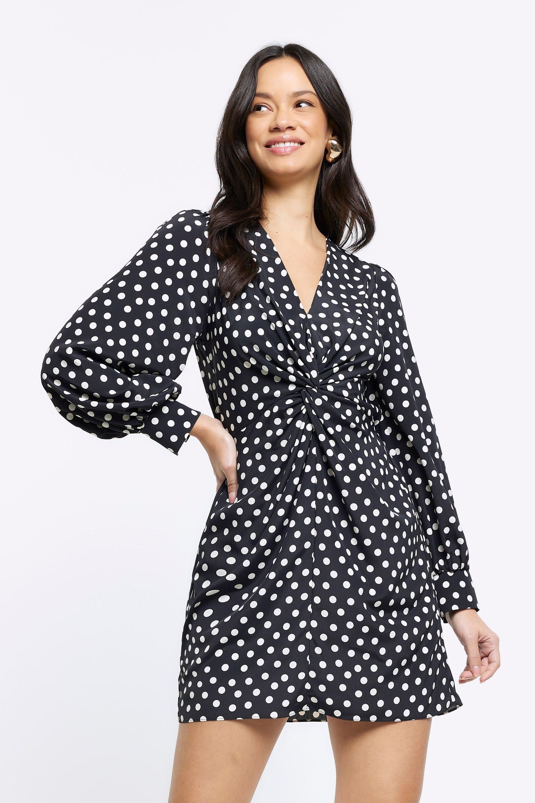 River island black and white dress sales