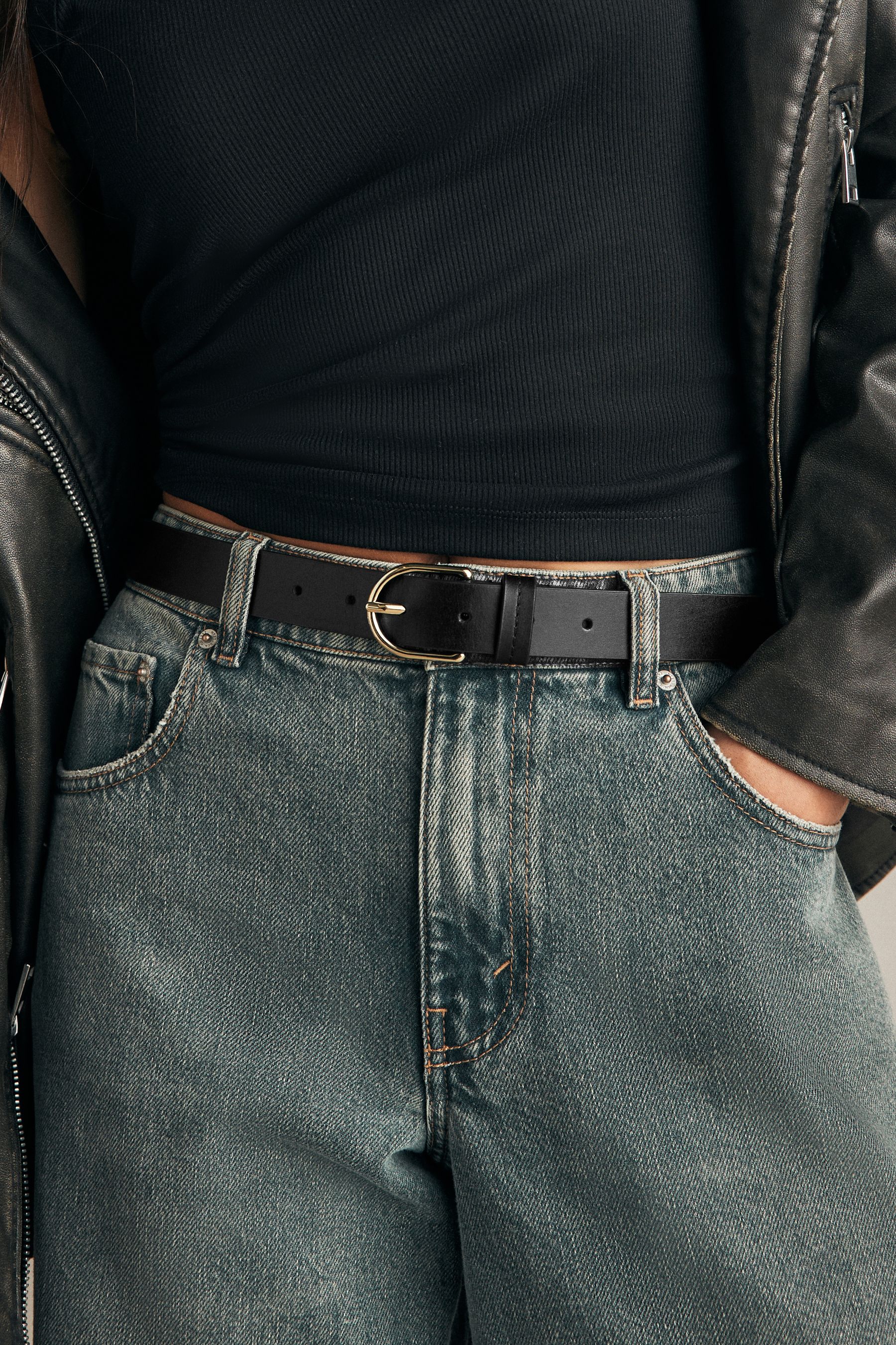 Buy Black Gold Regular Leather Belt from Next Luxembourg