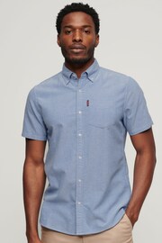 Superdry Blue Oxford Short Sleeve Shirt - Image 1 of 6