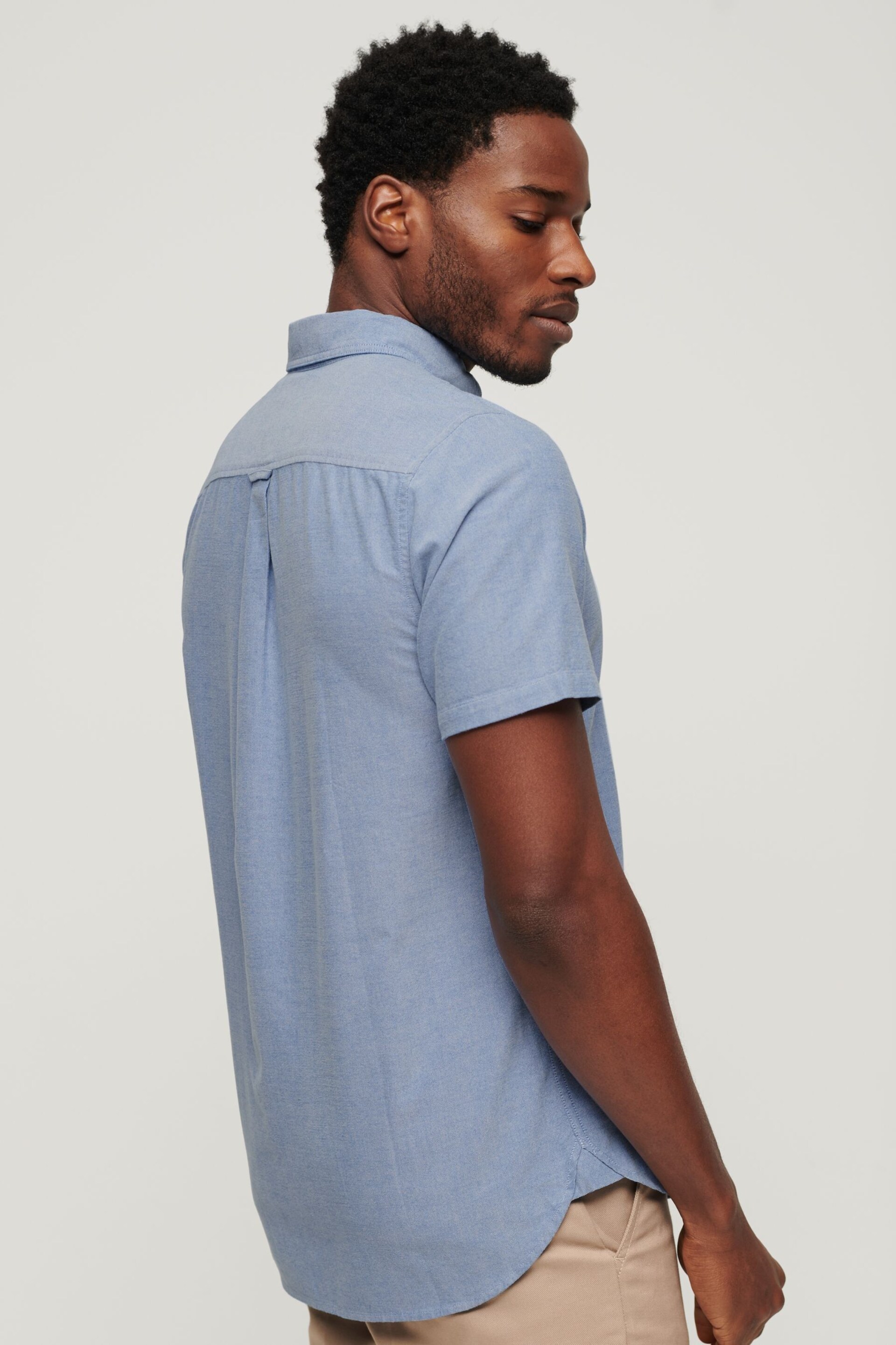 Superdry Blue Oxford Short Sleeve Shirt - Image 3 of 6