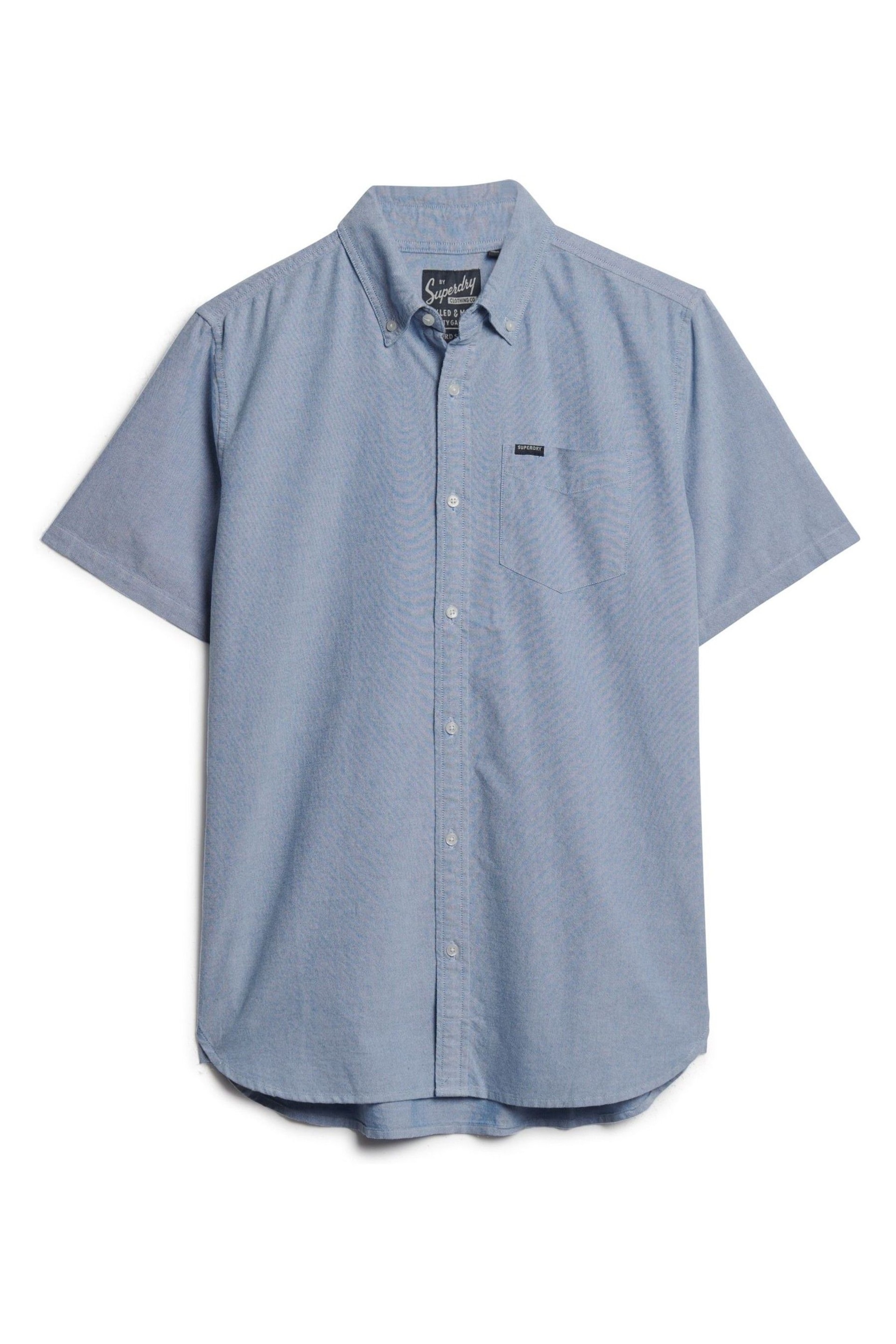 Superdry Blue Oxford Short Sleeve Shirt - Image 4 of 6