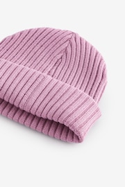 Lilac Purple Rib Beanie Hat (1-16yrs) - Image 3 of 3