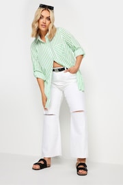 Yours Curve Green White & Stripe Print Boyfriend Shirt - Image 3 of 6