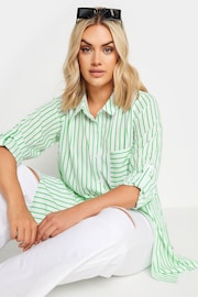 Yours Curve Green White & Stripe Print Boyfriend Shirt - Image 5 of 6