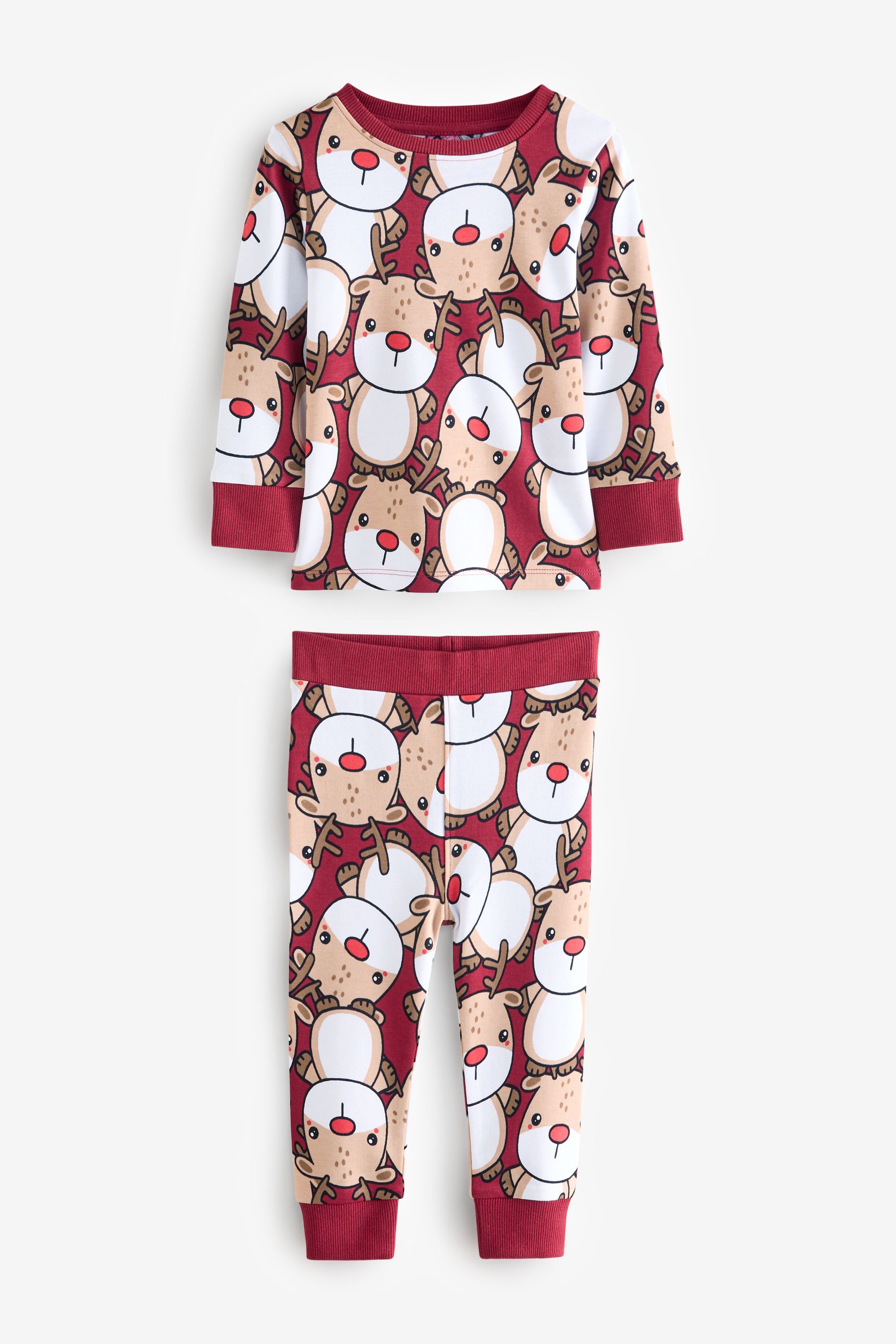 Buy Red Reindeer 100 Cotton Single Christmas Pyjamas 9mths 10yrs from the Next UK online shop