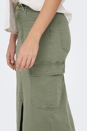 ONLY Green Utility Midi Skirt With Front Split - Image 5 of 8
