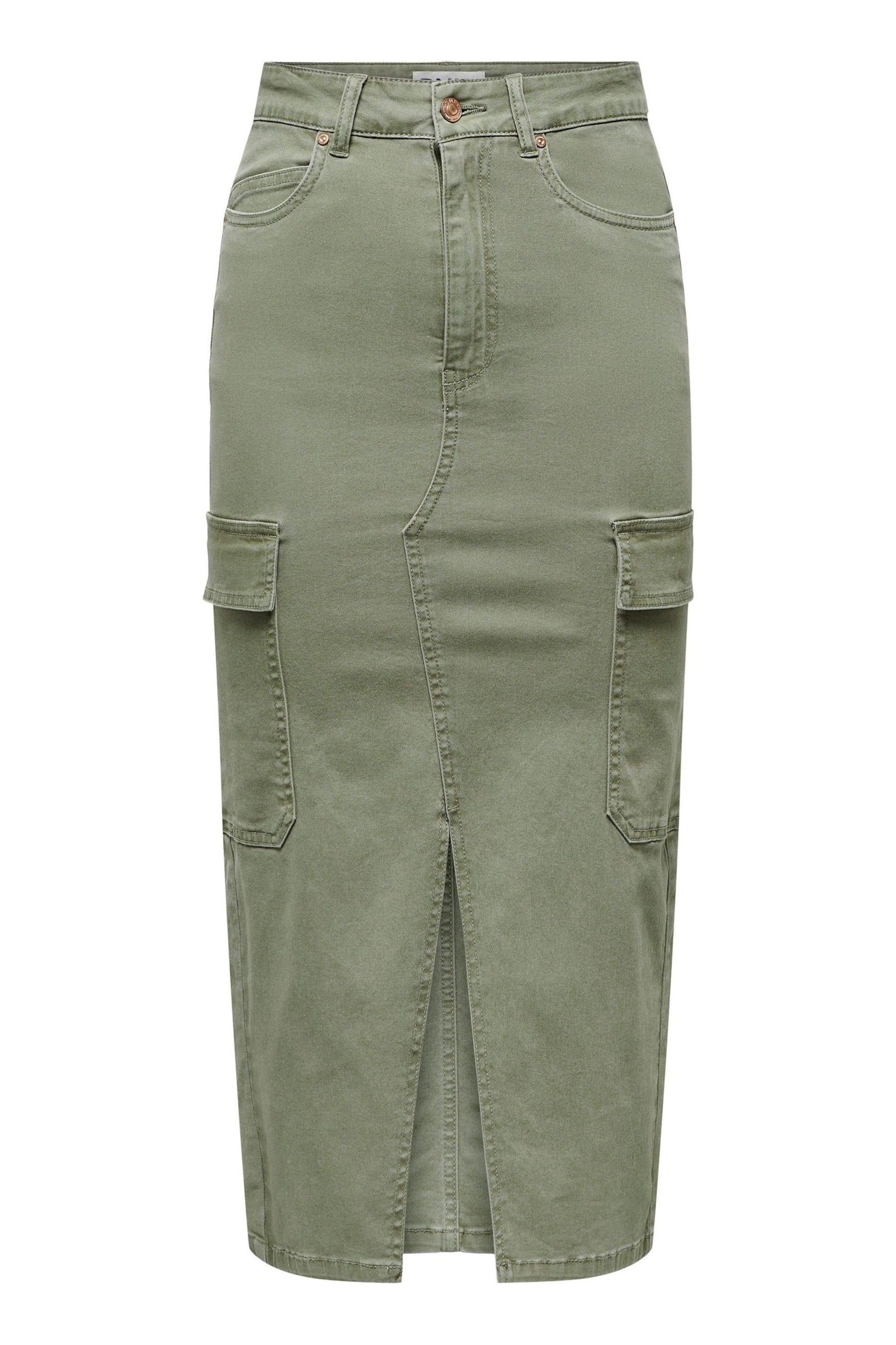 ONLY Green Utility Midi Skirt With Front Split - Image 7 of 8