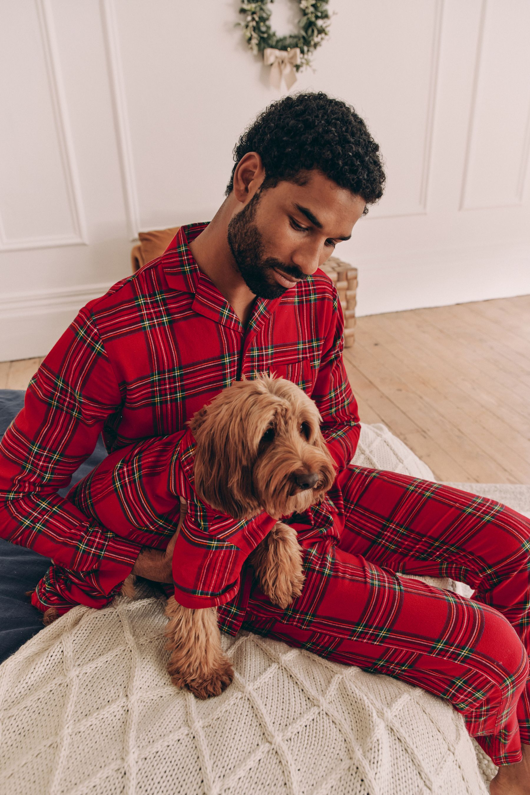 Red Check Matching Family Pets Christmas Flannel 100 Cotton Pyjamas
