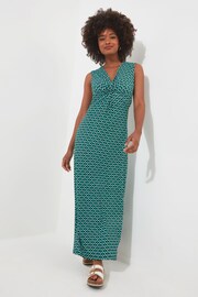 Joe Browns Green Geo Print Twist Front Jersey Maxi Dress - Image 1 of 5