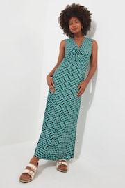 Joe Browns Green Geo Print Twist Front Jersey Maxi Dress - Image 2 of 5