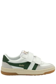 Gola White/Dark Green Kids Hawk Strap PU Trainers - Image 1 of 4