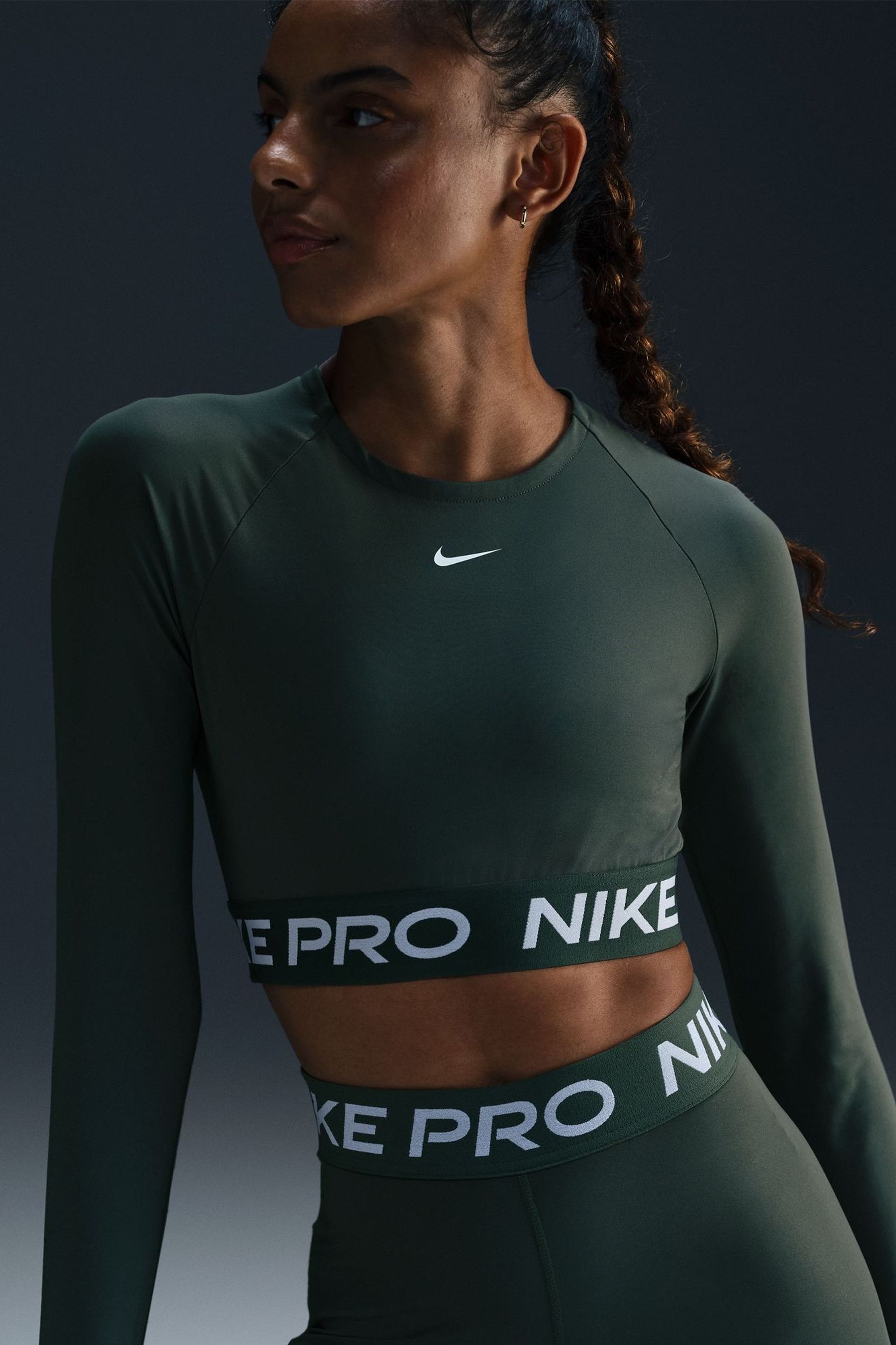 Olive green nike crop top top
