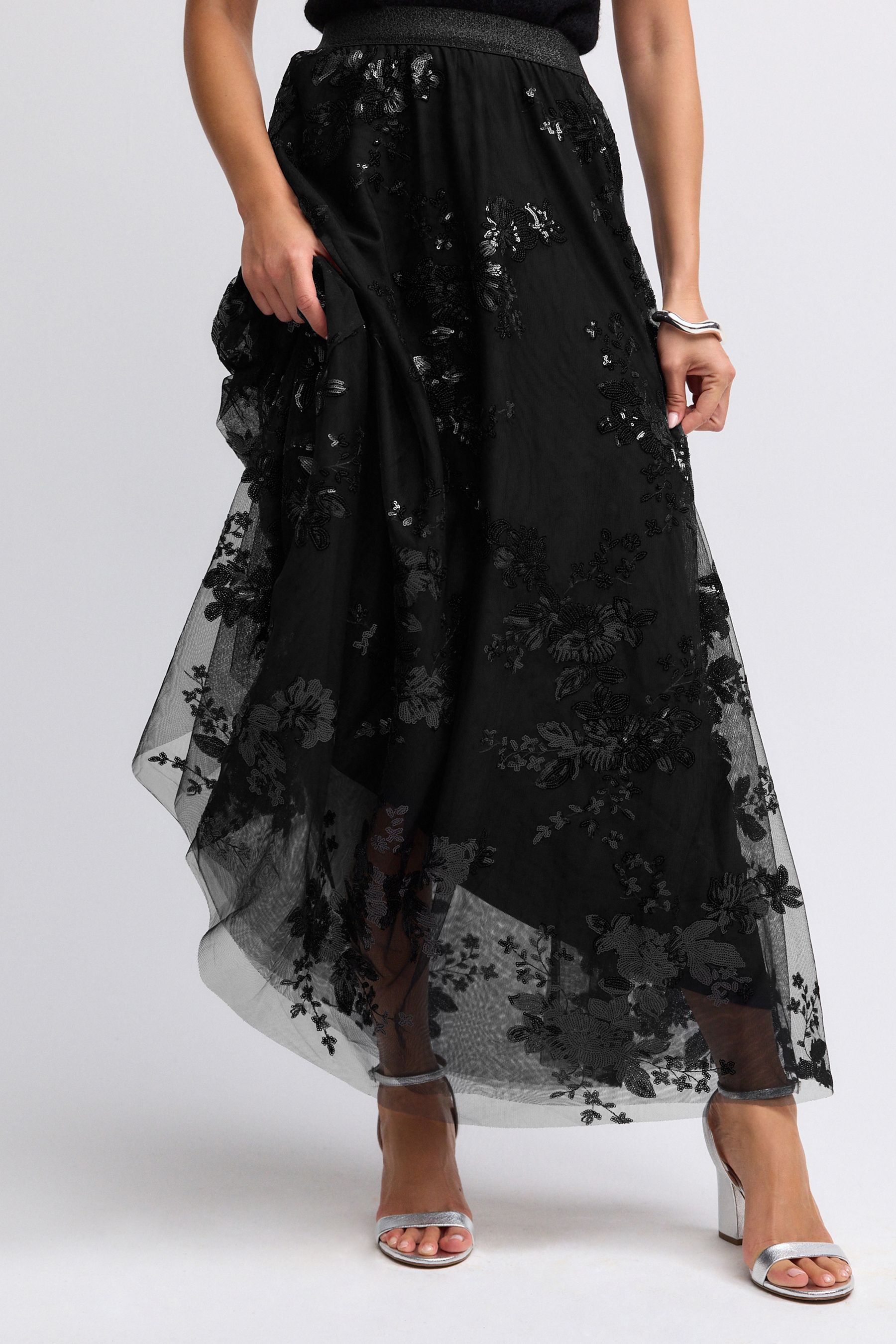 Buy Black Sequin Maxi Skirt from Next Pakistan