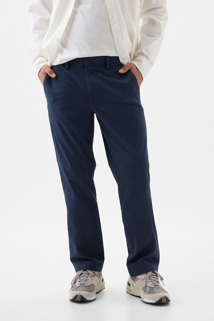 Gap Blue Straight Fit Stretch Essential Chino Trousers - Image 1 of 7