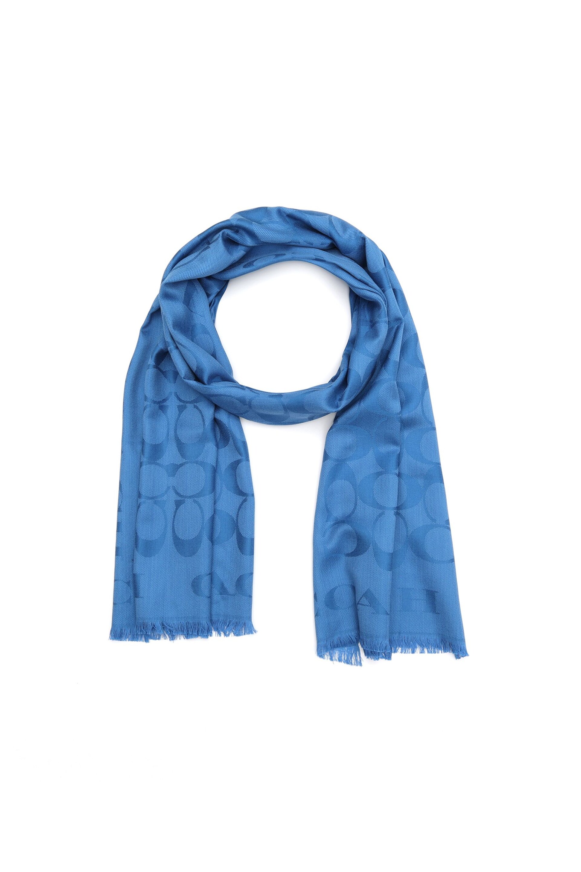 COACH Blue Signature Border Stole Scarve - Image 1 of 4