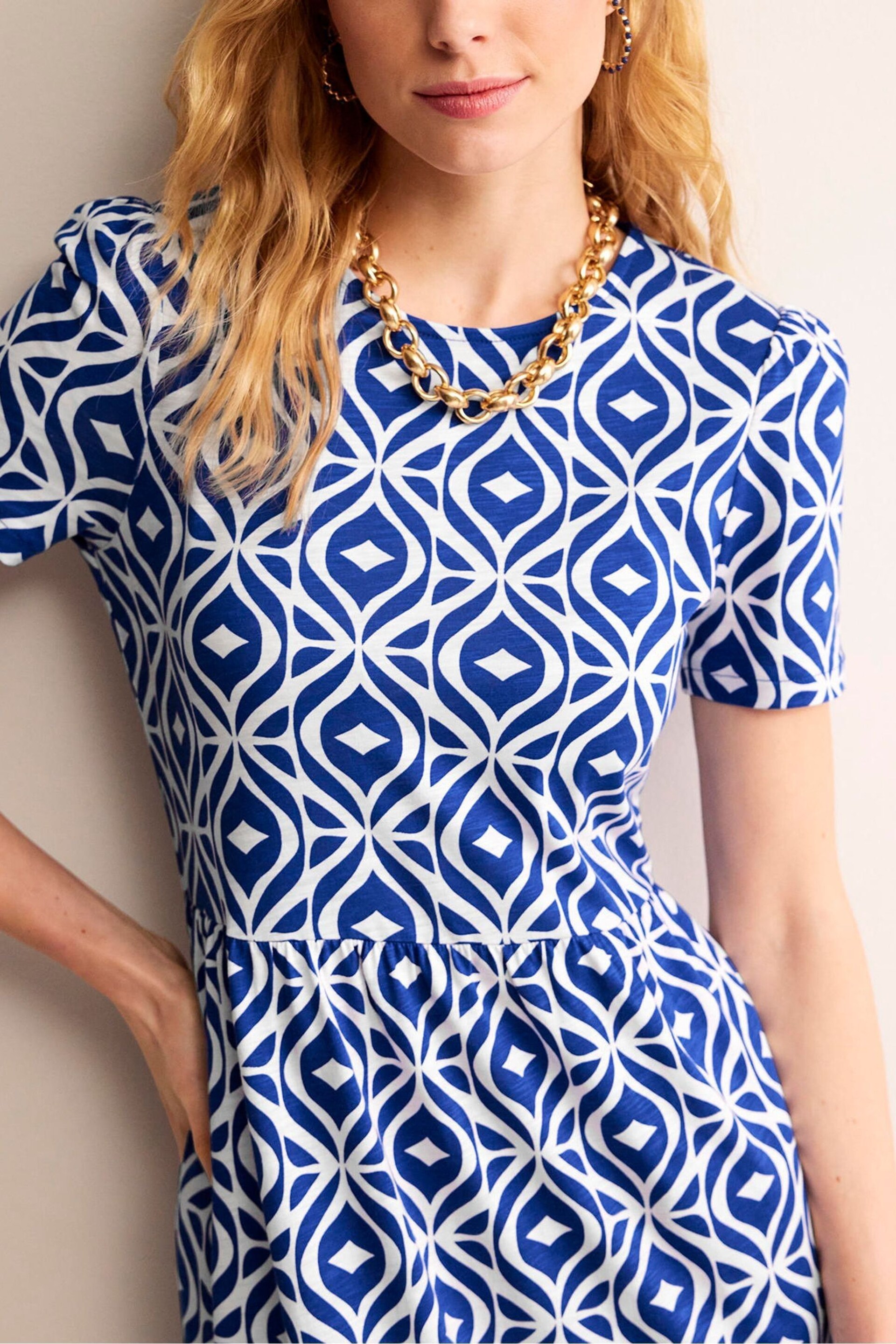 Boden Blue Emma Tiered Jersey Midi Dress - Image 3 of 6